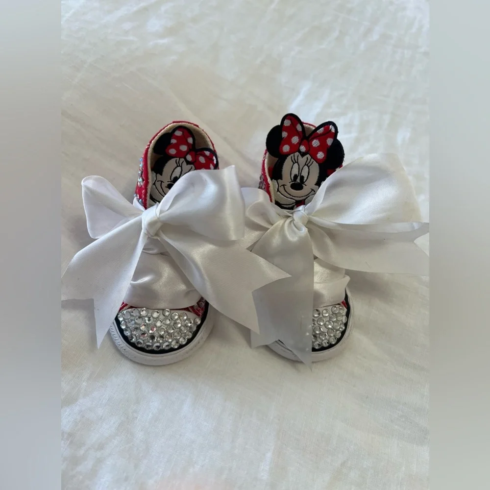 Converse | Infant SZ 3 | Red Minnie Mouse Disney High Top Shoes | Sparkle Bling